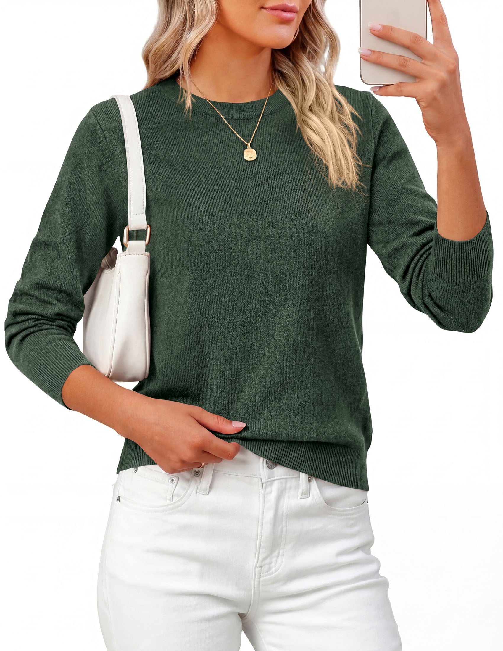 PRETTYGARDEN Womens Fall Basic Long Sleeve Sweater | Soft Knit Fabric, Classic Crew Neck Sweaters, Loose Fit Sweater, Casual Going Out Outfits, 2026 Winter Trendy Clothes
