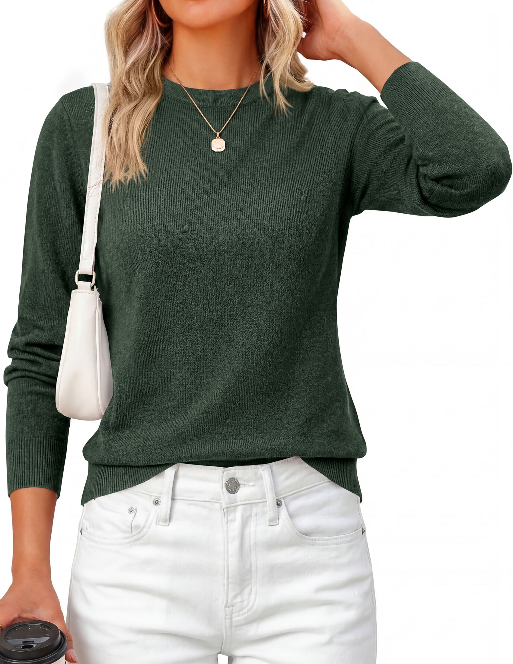 PRETTYGARDEN Womens Fall Basic Long Sleeve Sweater | Soft Knit Fabric, Classic Crew Neck Sweaters, Loose Fit Sweater, Casual Going Out Outfits, 2026 Winter Trendy Clothes