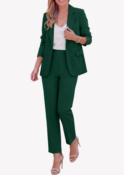PRETTYGARDEN Two Piece Sets for Women Dressy Pant Suits | Lapel Blazer,Straight Leg Dress Pants,Professional Interview Suit Set,Business Casual Outfits,Office Work Clothes,Fall Winter
