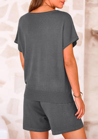 PRETTYGARDEN Two Piece Set for Women Summer Lounge Sets Shorts And Short Sleeve Tops Knitted Matching Travel Spring Outfits PRETTYGARDEN