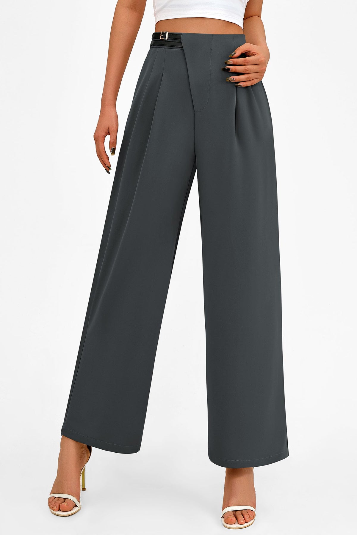 Women's Wide Leg Pants Dressy High Waisted Business Casual Work Office Suit Palazzo Pant Trousers