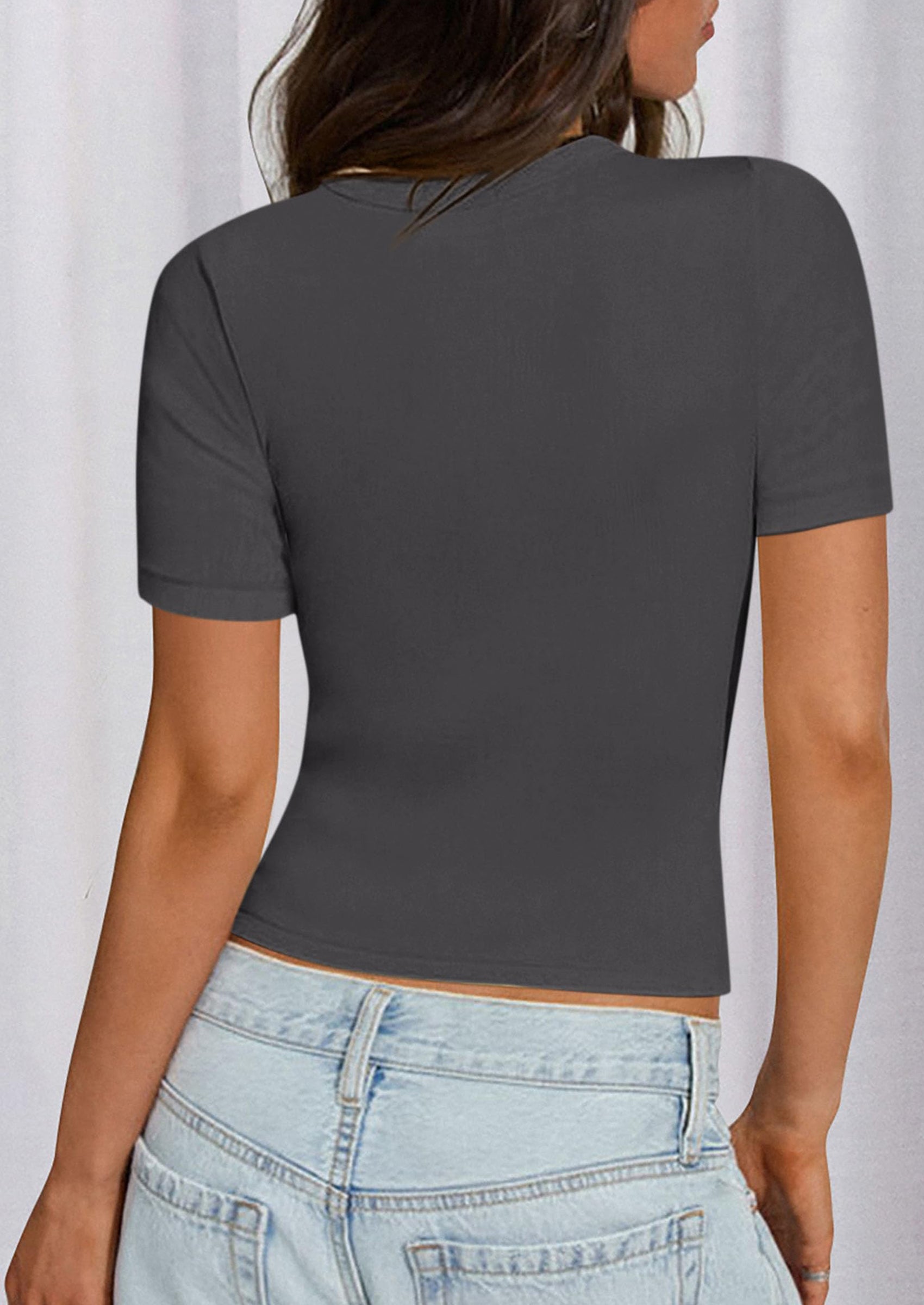 PRETTYGARDEN Women Summer Crew Neck Short Sleeve Tops Ribbed Knit Slim Fit Fashion Basic Tee Shirts Casual Going Out Top PRETTYGARDEN