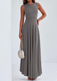 PRETTYGARDEN Womens Spring Dresses Casual Sleeveless Crewneck Aline Maxi Dress Stretch Tank Flowy Long Dresses