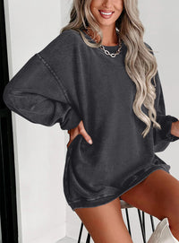 Women's Fall Oversized Sweatshirt Ribbed Corduroy Crewneck Long Sleeve Loose Fit Casual Going Out Pullover Tops