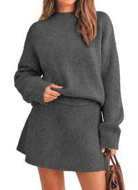 PRETTYGARDEN 2 Piece Sets For Women Sweater Mini Skirt Set