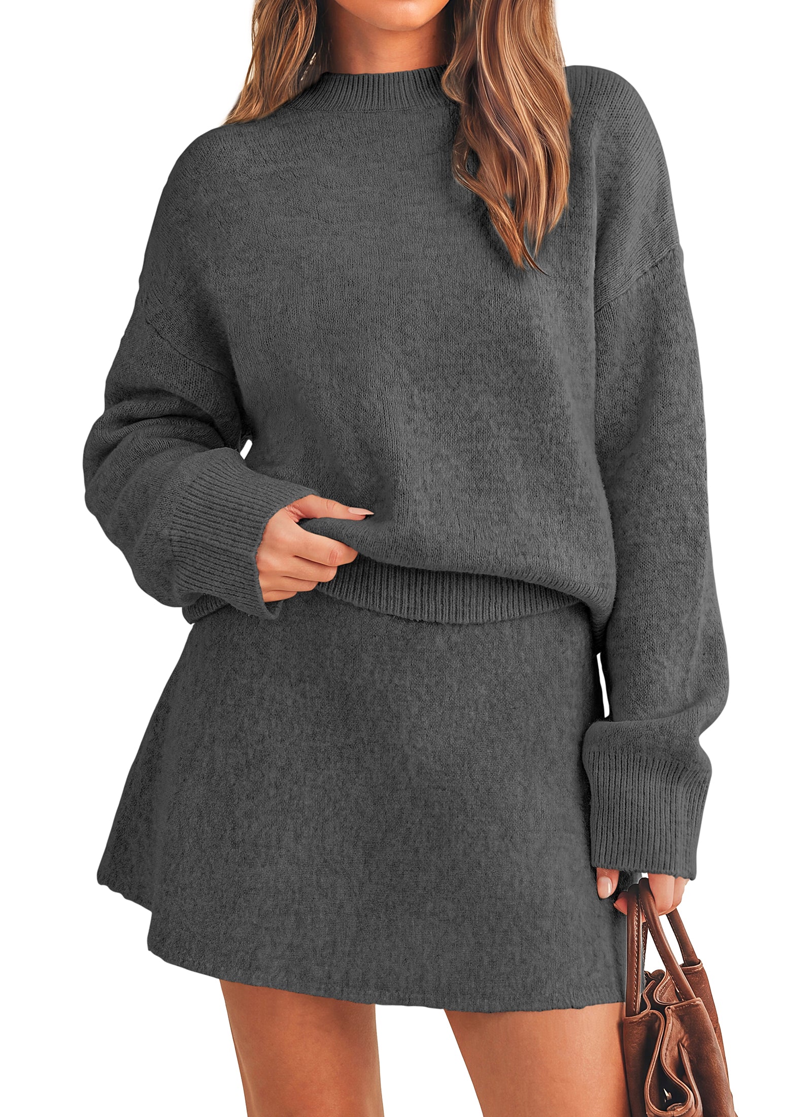 PRETTYGARDEN 2 Piece Sets For Women Sweater Mini Skirt Set