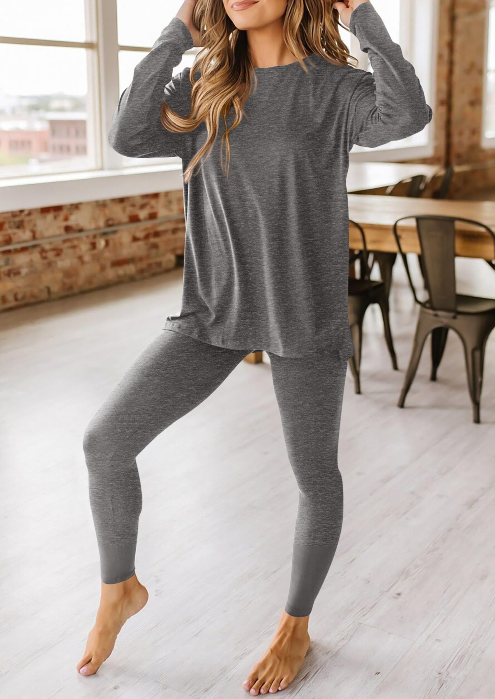 PRETTYGARDEN 2 Piece Outfits Casual Long Sleeve Tunic Tops Legging Pants Lounge Sets Sweatsuits