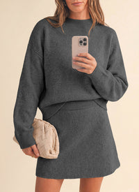 PRETTYGARDEN 2 Piece Sets For Women Sweater Mini Skirt Set