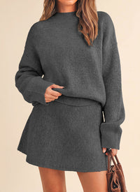 PRETTYGARDEN 2 Piece Sets For Women Sweater Mini Skirt Set
