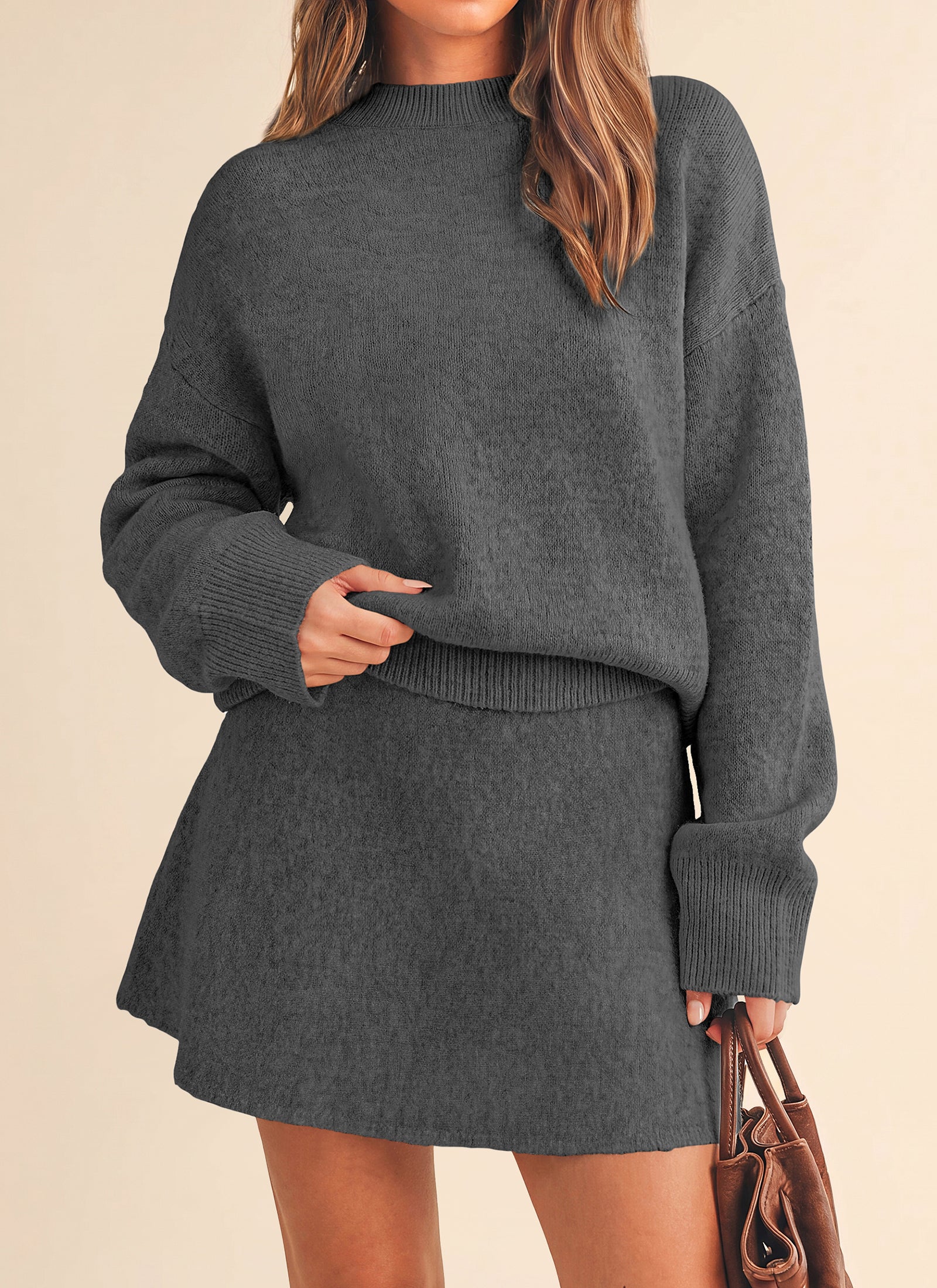 PRETTYGARDEN 2 Piece Sets For Women Sweater Mini Skirt Set