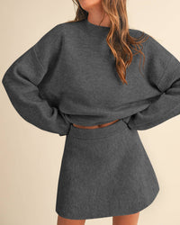 PRETTYGARDEN 2 Piece Sets For Women Sweater Mini Skirt Set