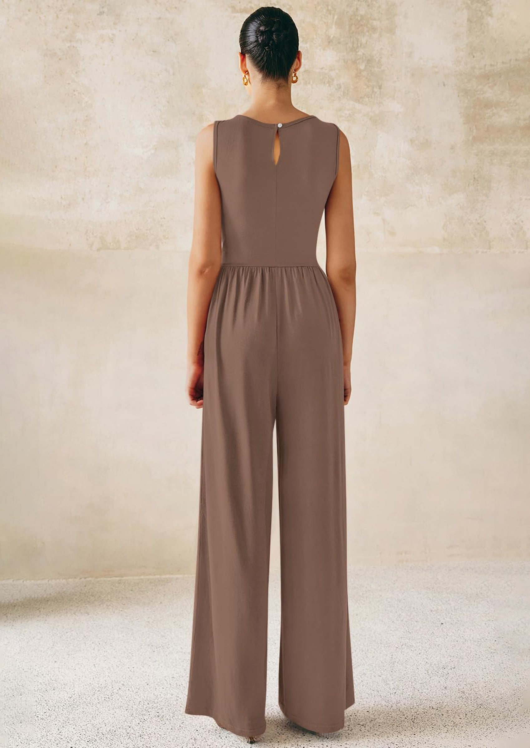 PRETTYGARDEN One Piece Jumpsuits for Women Dressy Casual Sleeveless Crewneck Wide Leg Rompers Jumpers Vacation Summer Outfits