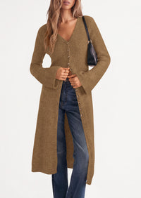 PRETTYGARDEN Women Long Cardigan Bell Sleeve Sweater Dress  Early Fall Fashion, V Neck Button Down Coats, Fit and Flare, Duster Sweater, Business Casual Outfits, Acrylic Cotton Blend