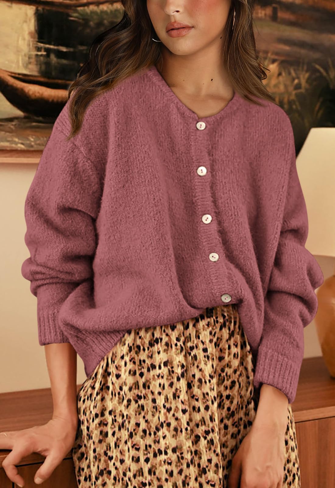 PRETTYGARDEN Long Sleeve Crewneck Button Down Womens Sweaters Fall Open Front Chunky Cardigan Sweaters for Women PRETTYGARDEN