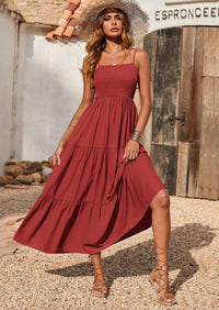PRETTYGARDEN Women's Summer Maxi Dress Casual Boho Sleeveless Spaghetti Strap Smocked Tiered Long Beach Sundresses PRETTYGARDEN