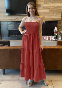 PRETTYGARDEN Women's Summer Maxi Dress Casual Boho Sleeveless Spaghetti Strap Smocked Tiered Long Beach Sundresses PRETTYGARDEN