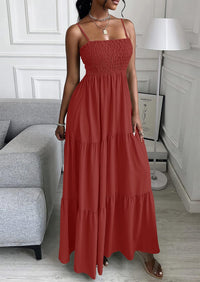 PRETTYGARDEN Women's Summer Maxi Dress Casual Boho Sleeveless Spaghetti Strap Smocked Tiered Long Beach Sundresses PRETTYGARDEN