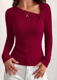 PRETTYGARDEN Womens 2026 Early Fall Fashion Long Sleeve T Shirts Asymmetrical Ribbed Fitted Trendy Going Out Tops Y2K Outfits