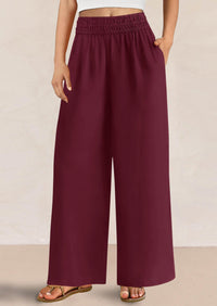 Womens Wide Leg Pants Casual 2025 Elastic Waist Loose Flowy Palazzo Pants Trousers with Pockets