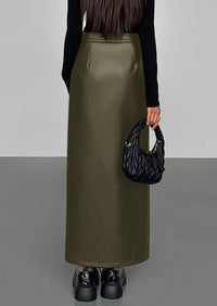 PRETTYGARDEN Womens Faux Leather Skirt Fall Bodycon High Waisted Slit Dressy Casual Winter Maxi Long Pencil Skirts