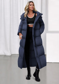 PRETTYGARDEN Women's Winter Long Puffer Coats Hooded Zip Up Casual Thickened Down Jackets Trendy Warm Clothes Outerwear