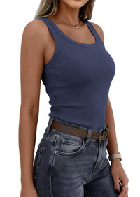 PRETTYGARDEN Womens Summer Tops Spring Cute Sleeveless Scoop Neck Workout Tank Top Casual Ribbed Knit Basic Cami Shirts PRETTYGARDEN