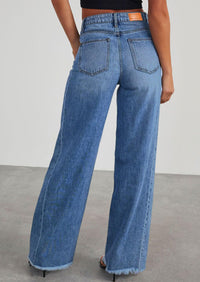 PRETTYGARDEN Wide Leg Jeans for Women Trendy High Waisted Stretchy Baggy Raw Hem Denim Palazzo Pants with Pockets