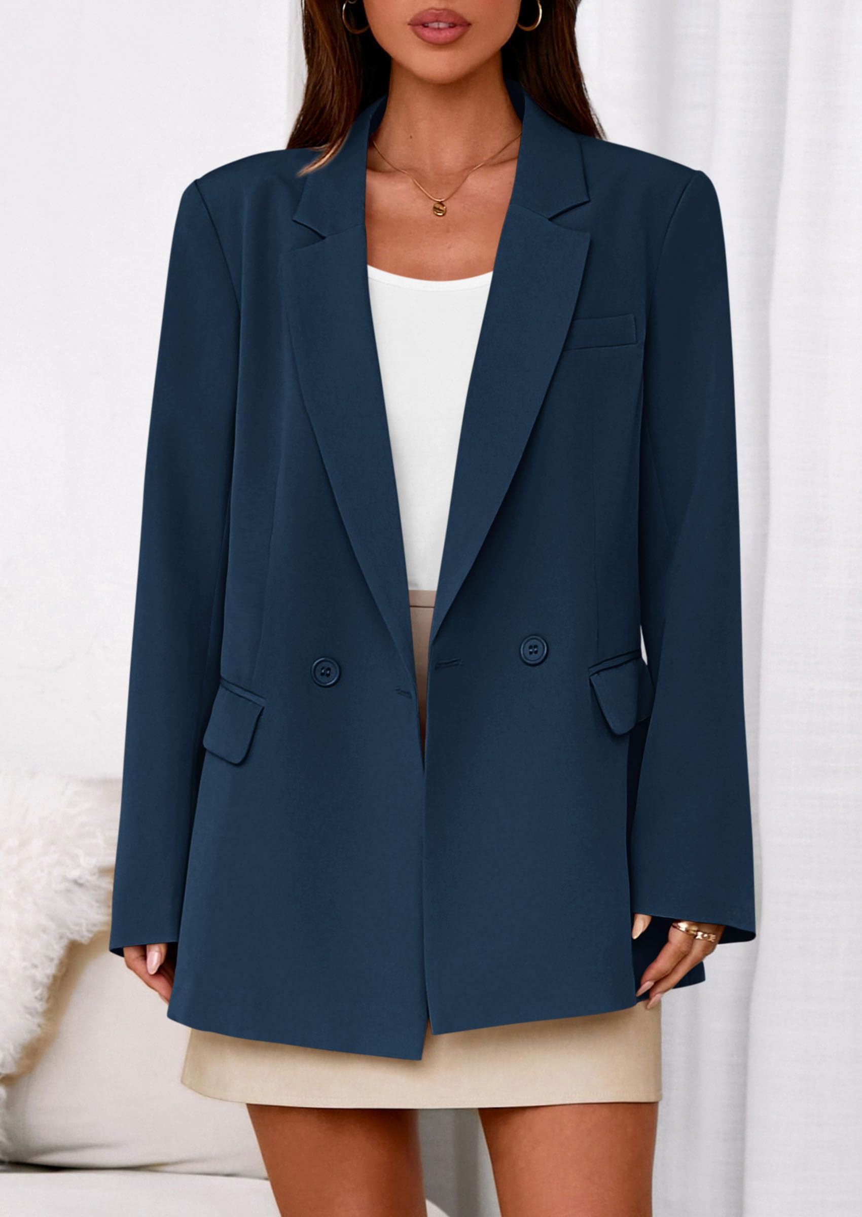 PRETTYGARDEN Fall Blazers for Women Business Casual Long Sleeve Lapel Pockets Dressy Suit Jackets Work Office Clothes PRETTYGARDEN