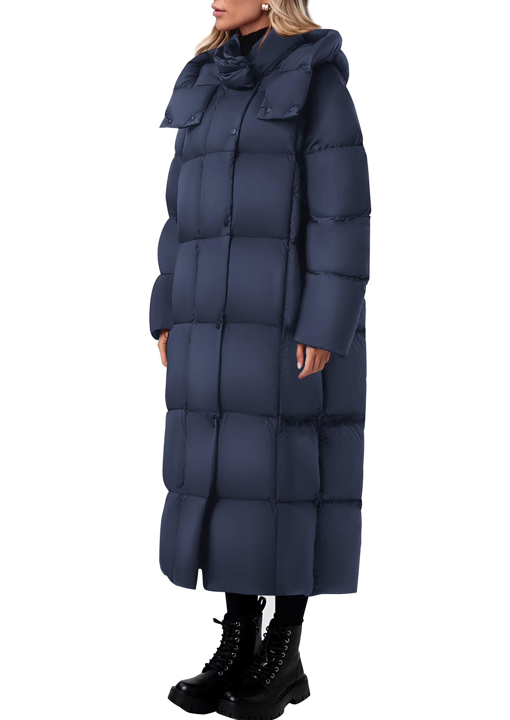 PRETTYGARDEN Women's Winter Long Puffer Coats Hooded Zip Up Casual Thickened Down Jackets Trendy Warm Clothes Outerwear