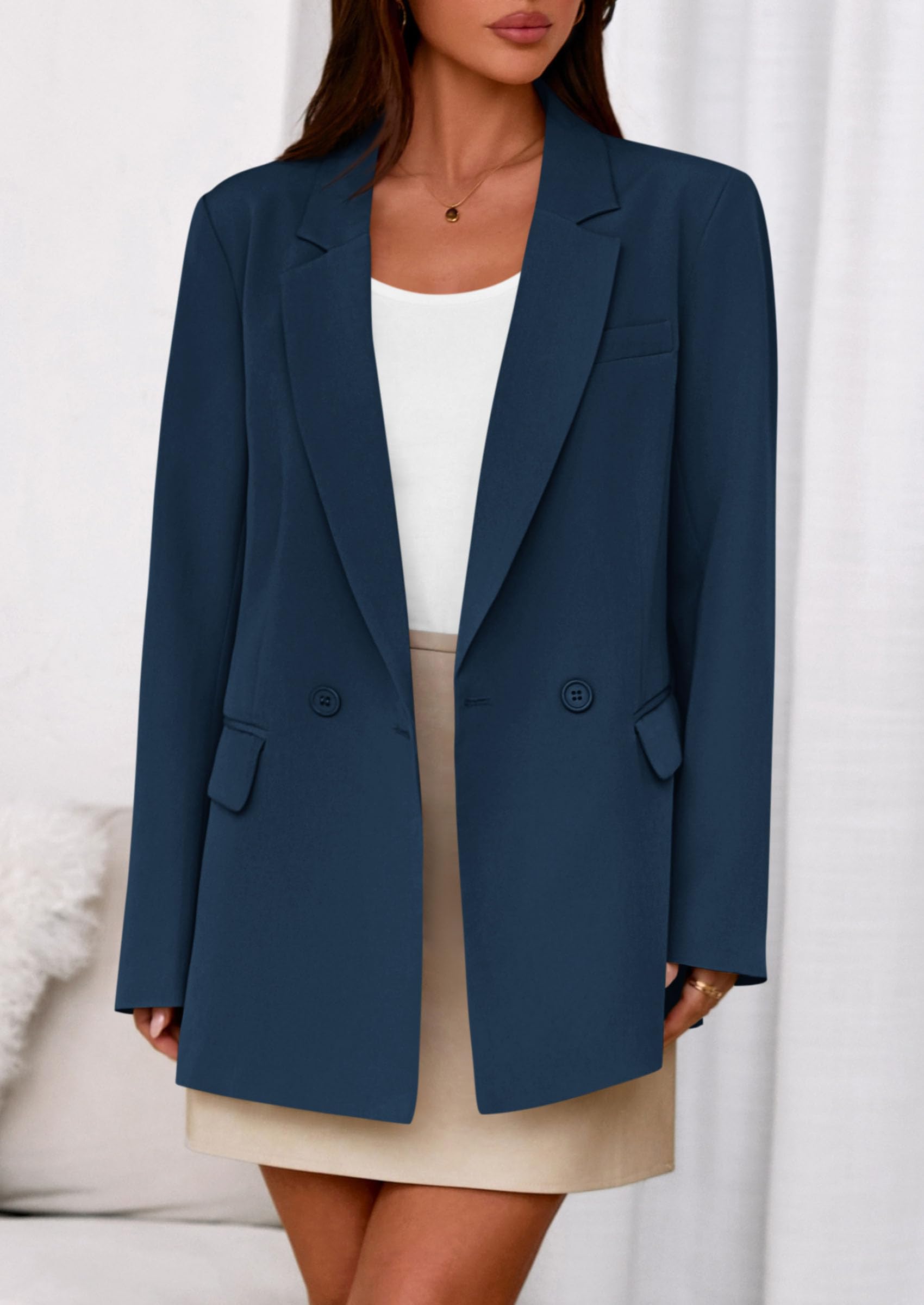 PRETTYGARDEN Fall Blazers for Women Business Casual Long Sleeve Lapel Pockets Dressy Suit Jackets Work Office Clothes PRETTYGARDEN