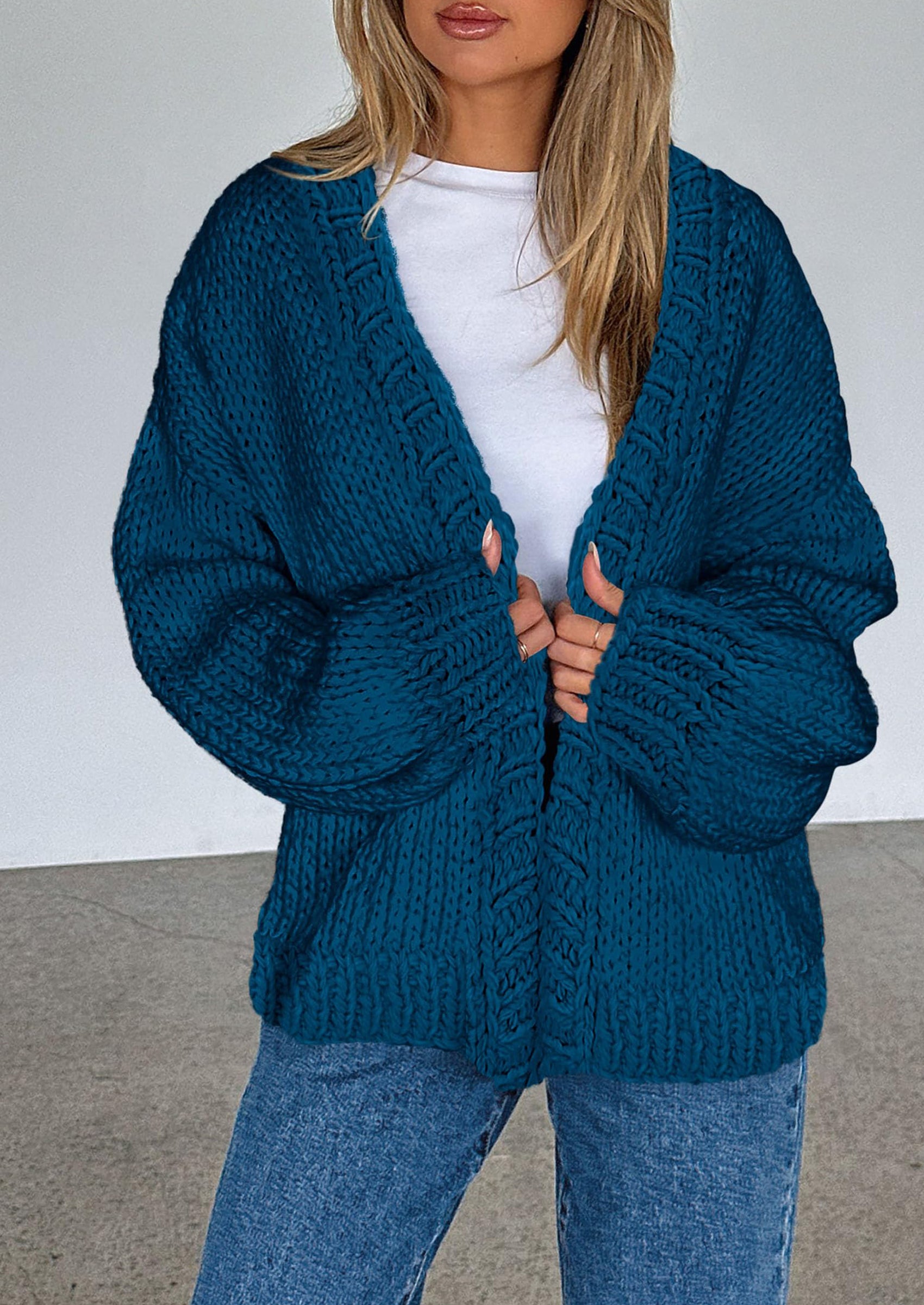 PRETTYGARDEN Cardigan Sweaters for Women Trendy Fall Fashion Long Sleeve Chunky Knit Cardigans Winter Clothing Outfits