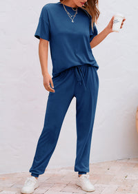 PRETTYGARDEN Women's Two Piece Lounge Sets Spring Summer Jogger Pants Vacation Outfits Travel Airplane Matching Clothes