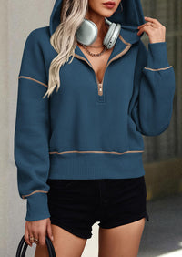 PRETTYGARDEN Women's Hooded Sweatshirts Long Sleeve Half Zip Cropped Hoodie Pullover Winter Fashion Clothes