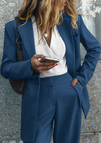 PRETTYGARDEN Women's Fall Two Piece Outfits Dressy Blazer Jacket and Wide Leg Pants Pockets Business Casual Office Suit Sets