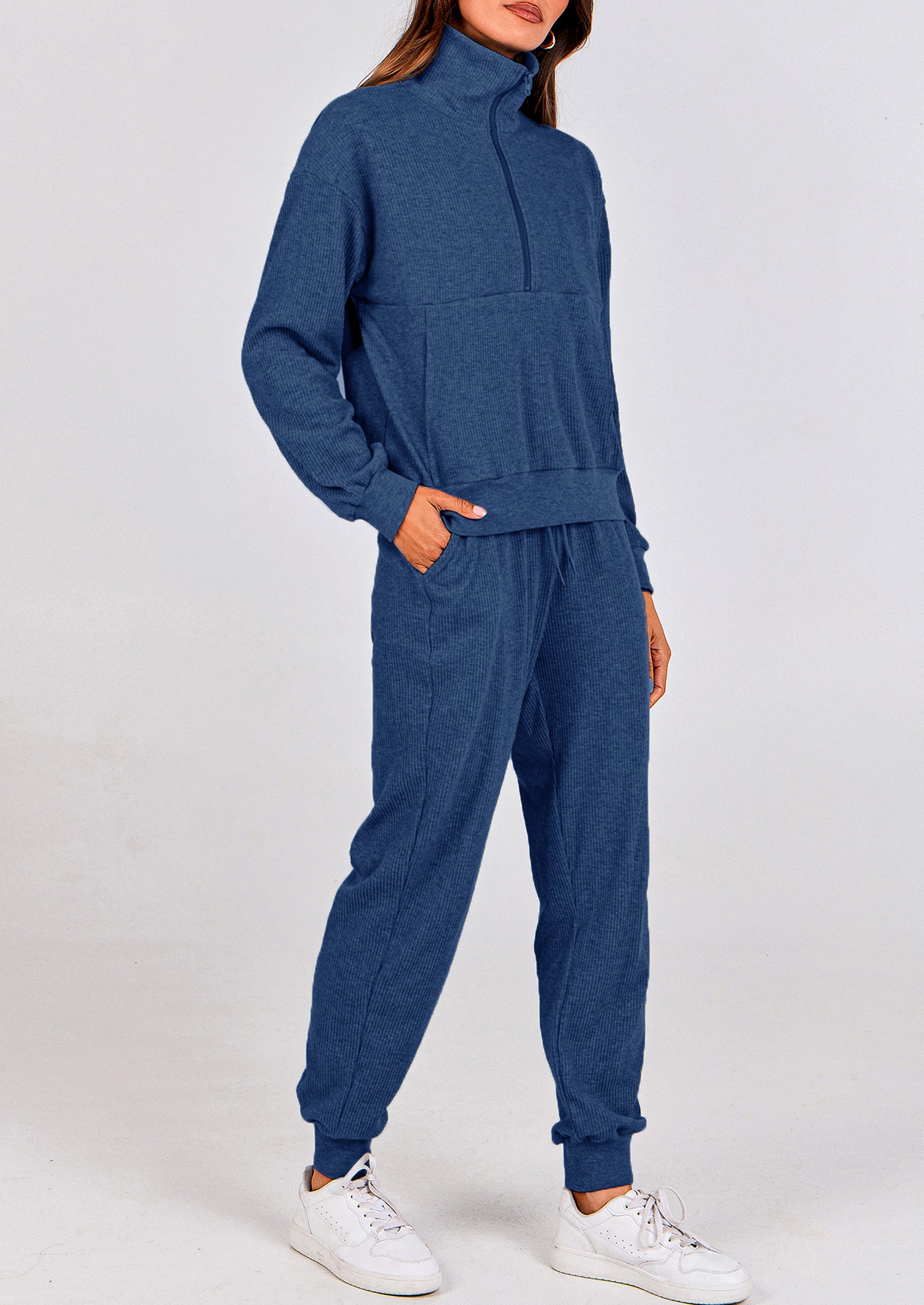 PRETTYGARDEN Women's Fall 2 Piece Lounge Sets Zip Up Sweatshirt Jogger Pants Sweat Track Suits Travel Outfit Winter Clothing