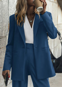 PRETTYGARDEN Women's Fall Two Piece Outfits Dressy Blazer Jacket and Wide Leg Pants Pockets Business Casual Office Suit Sets