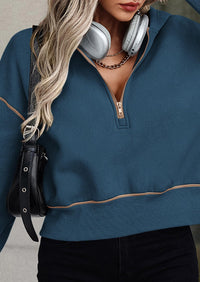 PRETTYGARDEN Women's Hooded Sweatshirts Long Sleeve Half Zip Cropped Hoodie Pullover Winter Fashion Clothes