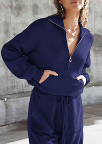 PRETTYGARDEN Women's 2 Piece Sweater Set Pullover Zip Up Sweatshirt Jogger Sweatpants Tracksuit Casual Outfit