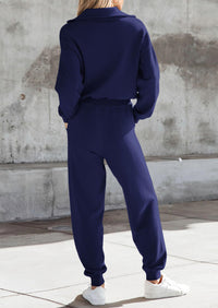 PRETTYGARDEN Women's 2 Piece Sweater Set Pullover Zip Up Sweatshirt Jogger Sweatpants Tracksuit Casual Outfit