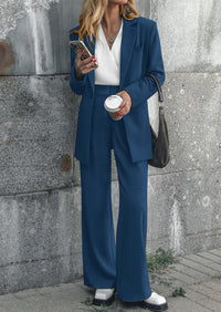 PRETTYGARDEN Women's Fall Two Piece Outfits Dressy Blazer Jacket and Wide Leg Pants Pockets Business Casual Office Suit Sets