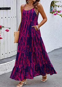 PRETTYGARDEN Women Summer Dresses Spaghetti Strap Scoop Neck Floral Maxi Dress Flowy Boho Long Sundress with Pockets