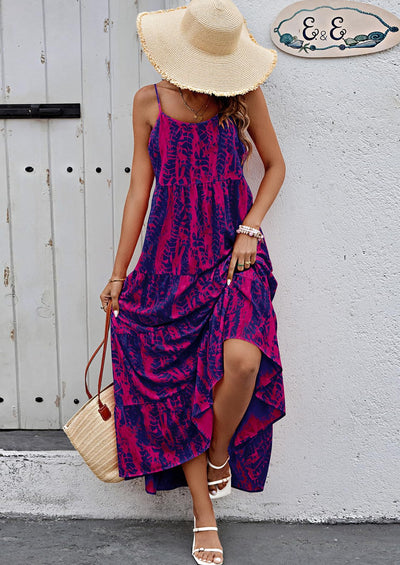 PRETTYGARDEN Women Summer Dresses Spaghetti Strap Scoop Neck Floral Maxi Dress Flowy Boho Long Sundress with Pockets