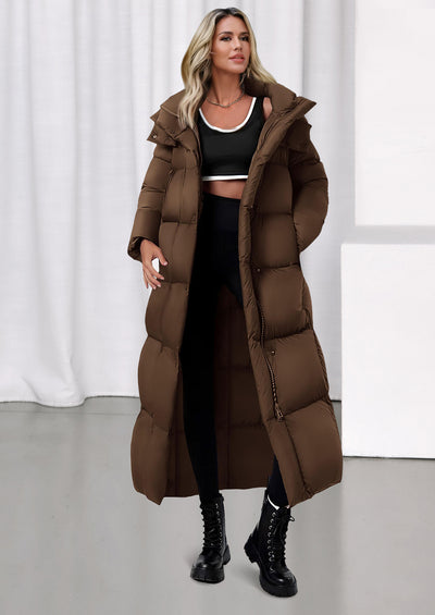 PRETTYGARDEN Women's Winter Long Puffer Coats Hooded Zip Up Casual Thickened Down Jackets Trendy Warm Clothes Outerwear