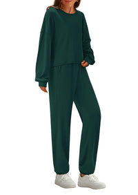 PRETTYGARDEN Women's Two Piece Outfits Lounge Sets Long Sleeve Pullover Tops Sweatpants Fall Fashion Matching Clothing