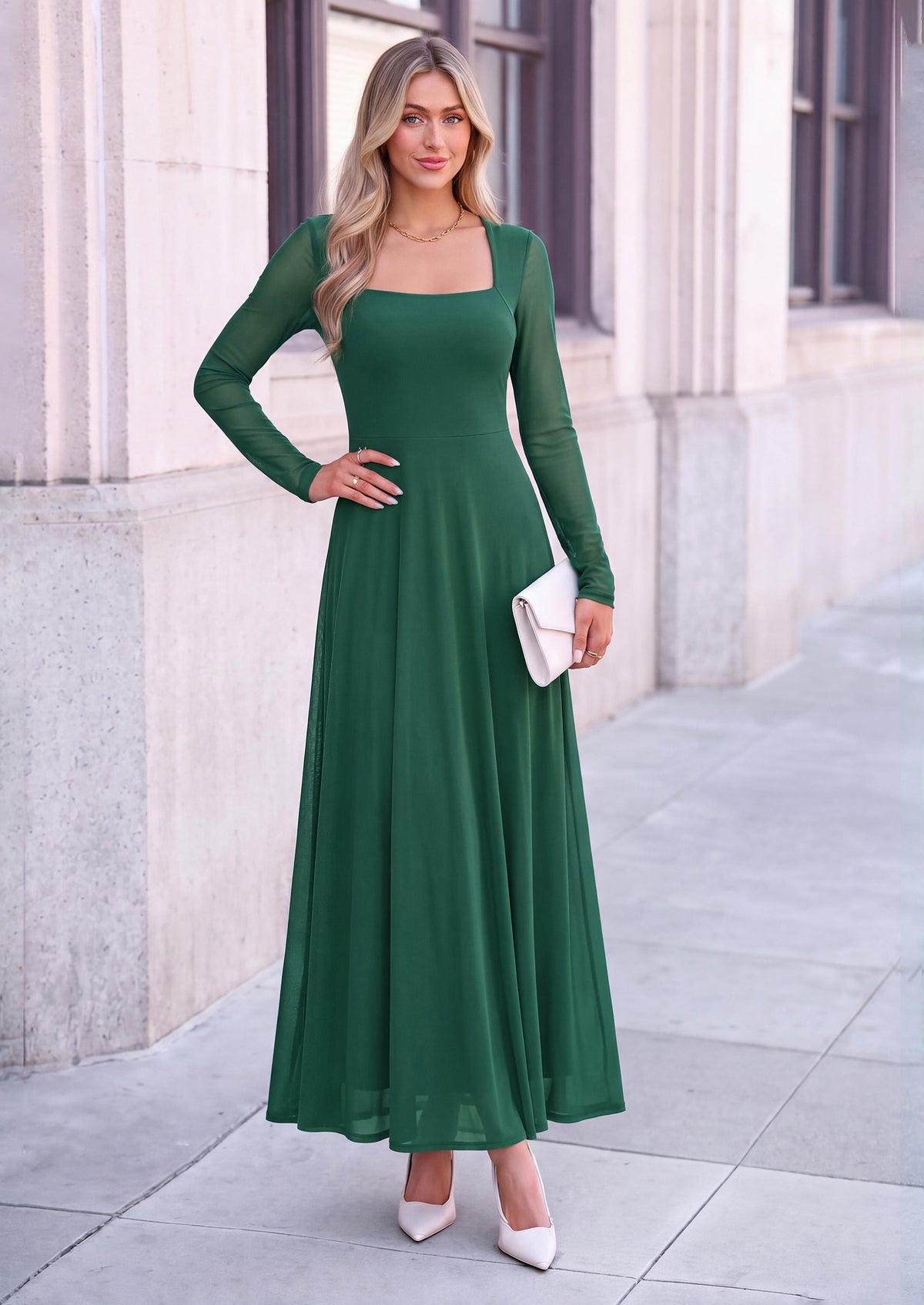 PRETTYGARDEN Women's Flowy Maxi Mesh Fall Cocktail Wedding Guest Dresses