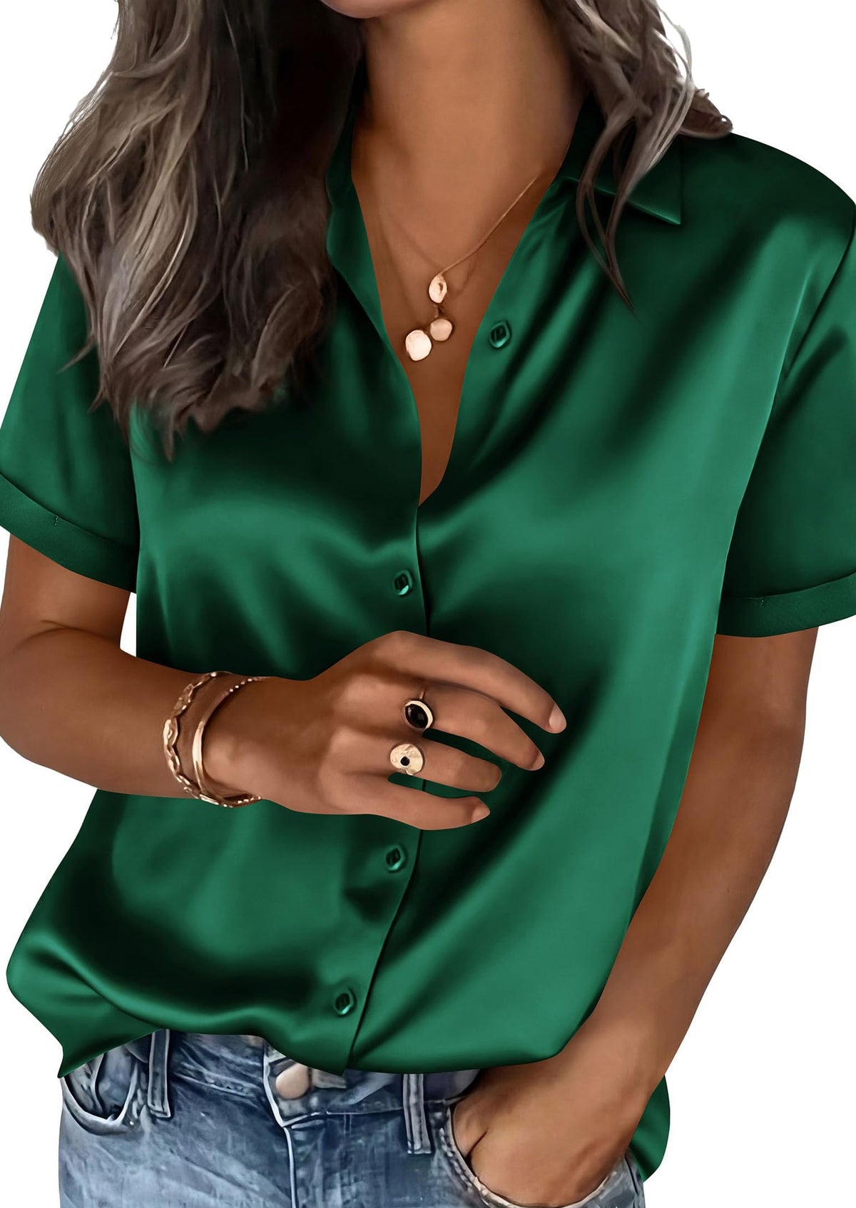 PRETTYGARDEN Women's Summer Button Down Shirts Short Sleeve Work Tops Dressy Blouses Spring Business Casual Outfits PRETTYGARDEN