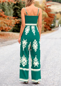 Spaghetti Strap Wide Leg Boho Jumpsuits