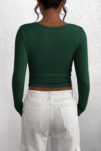 PRETTYGARDEN Women's Spring Fall Long Sleeve Henley T Shirts Button Ribbed Knit Slim Fit Casual Basic Tops Blouse