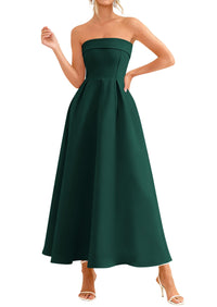 PRETTYGARDEN Cocktail Dresses for Women Summer Formal Elegant Tube Top Strapless Spring Wedding Guest Party Midi Dress PRETTYGARDEN