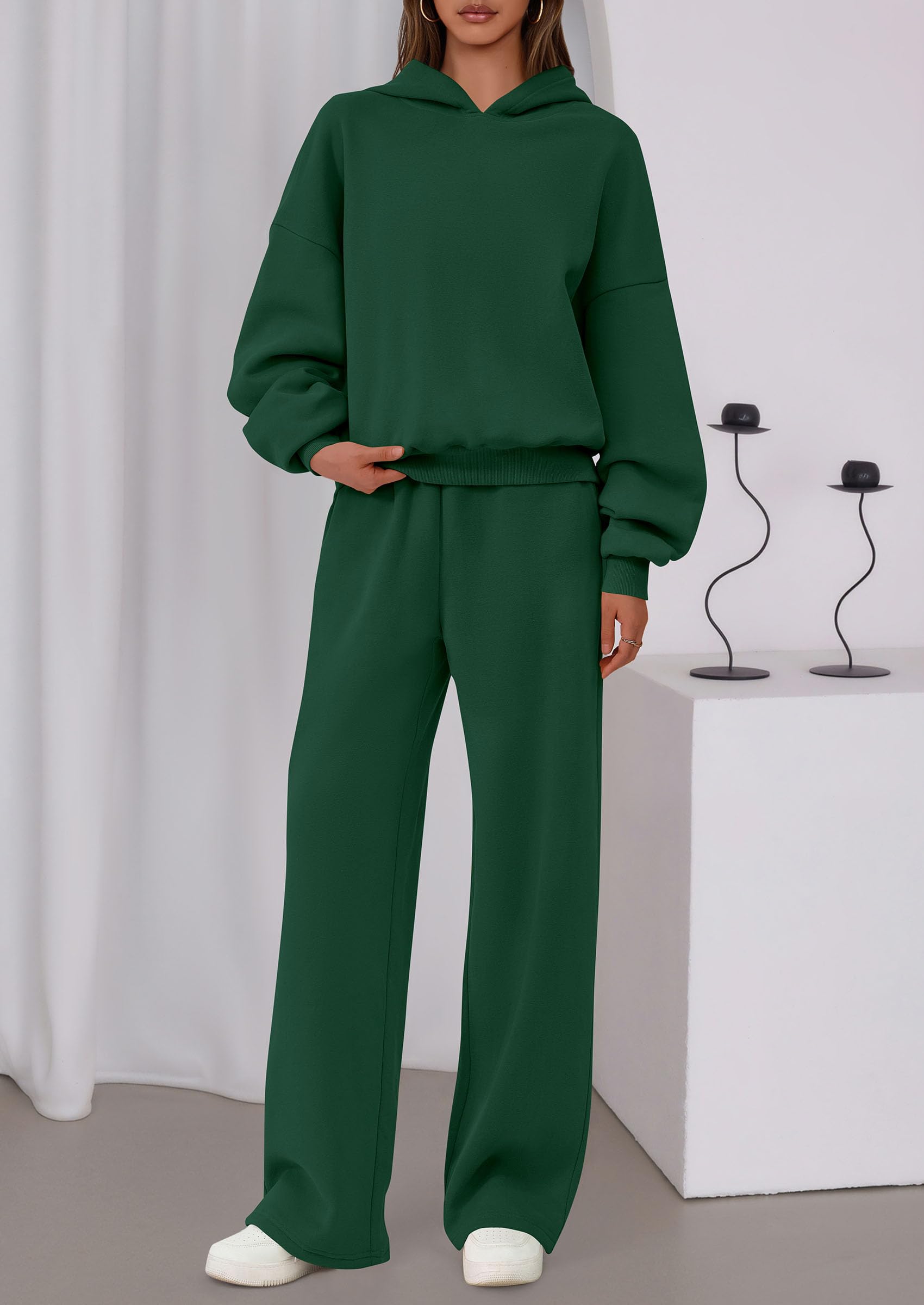 PRETTYGARDEN Womens Sweatsuits 2 Piece Set Casual Winter Long Sleeve Hoodie Loose Wide Leg Sweatpants Fall Tracksuit